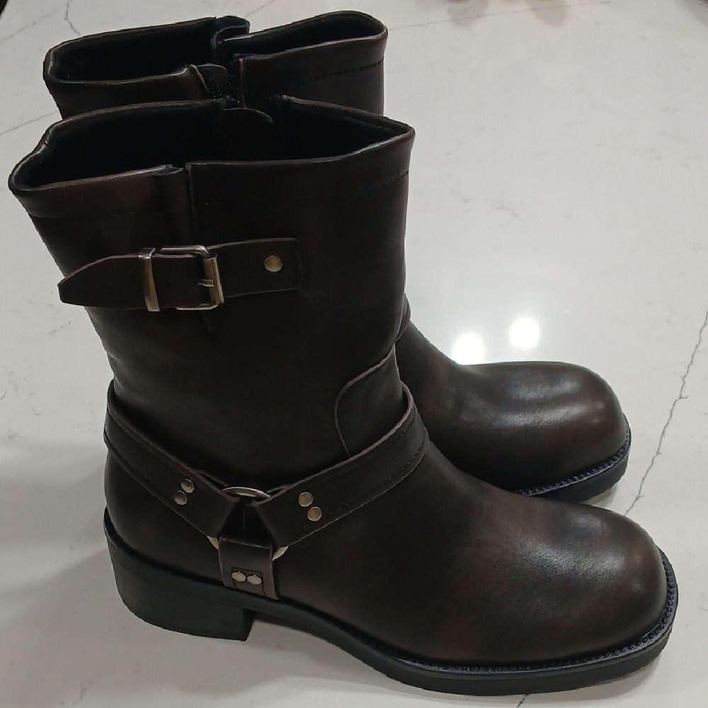Lulu's Women's Brownish Moto  Boots, New Without Tags Or Box , Size 10 - Picture 3 of 9
